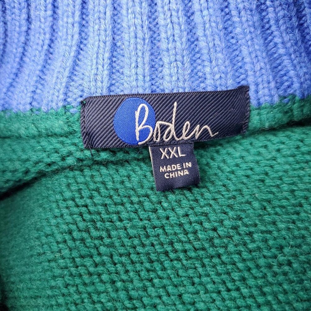 BODEN Fair Isle Half-Zip Green Sweater Wool Blend - Picture 7 of 7